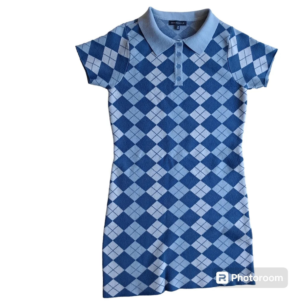 Kendall & Kylie Argyle Plaid Sweater Dress